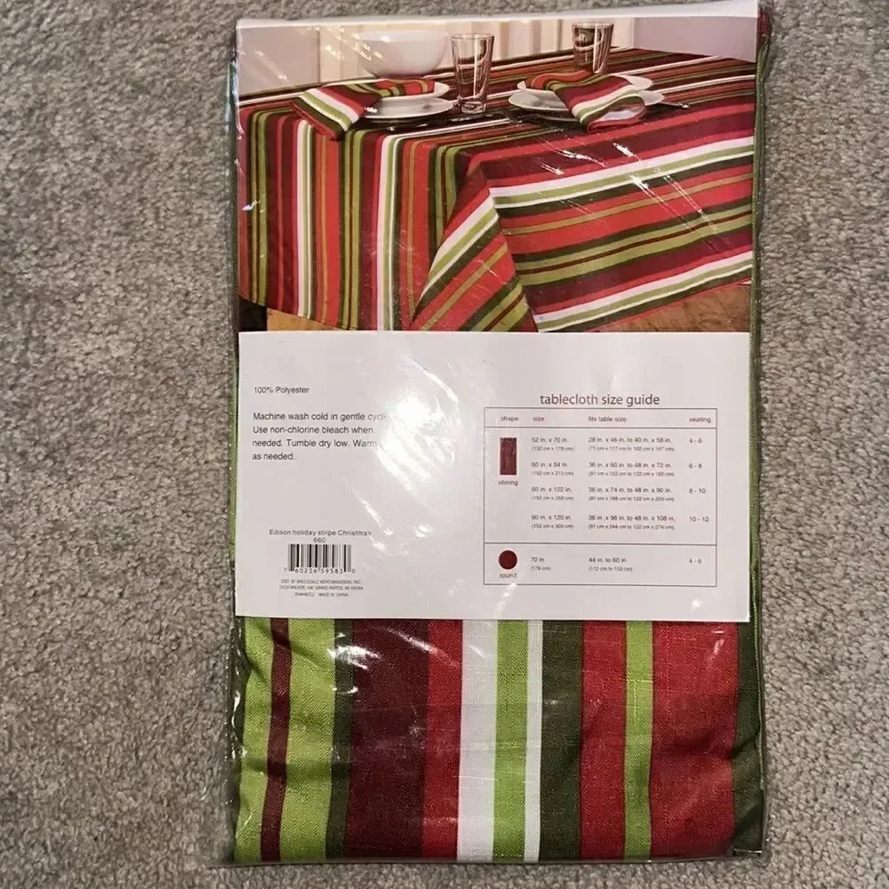 Edison Holiday Striped Christmas Tablecloth!
